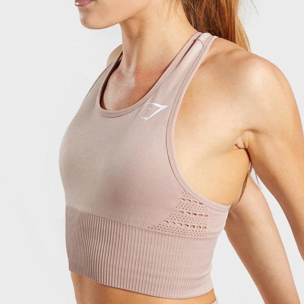Energy Seamless Crop Vest Bra Top in Taupe